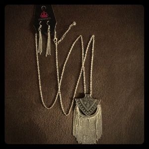 •long, boho necklace and matching earring set•